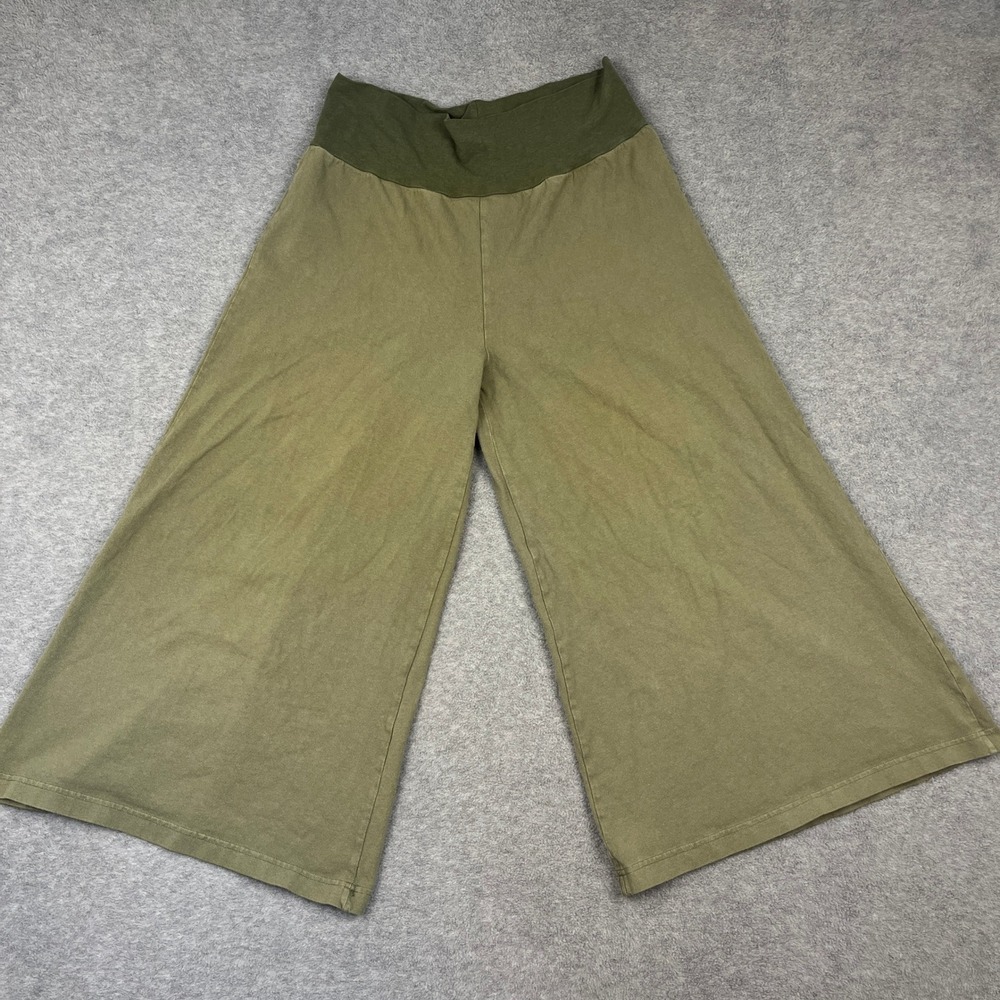 Pacific Cotton Bryn Walker Wide Leg Pants Womens Small Green Gaucho Cotton USA